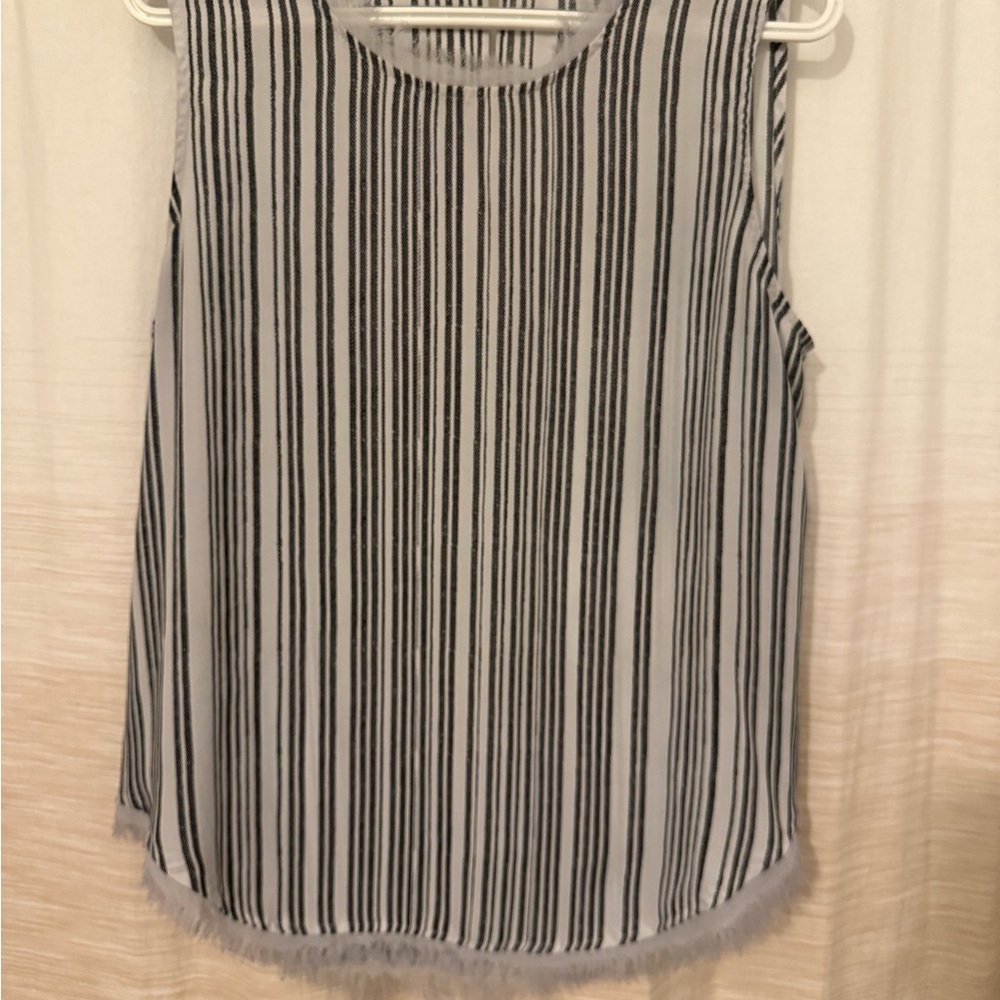 Who What Wear Black and White Striped Tank Top